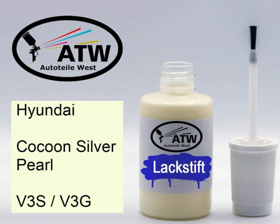 Hyundai, Cocoon Silver Pearl, V3S / V3G: 20ml Lackstift, von ATW Autoteile West.